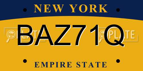 BAZ71Q New York License Plate