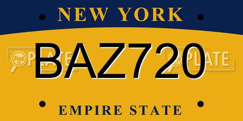 BAZ720 New York License Plate