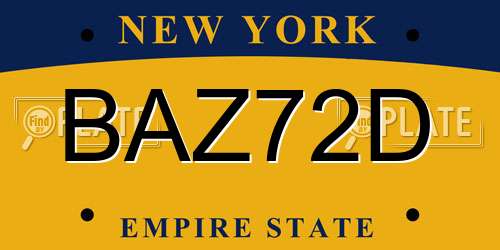 BAZ72D New York License Plate
