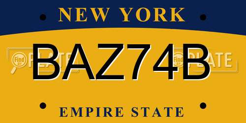 BAZ74B New York License Plate
