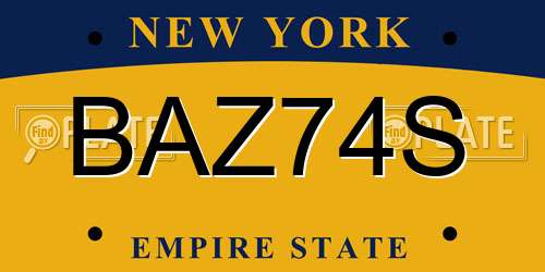 BAZ74S New York License Plate
