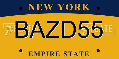 BAZD55 New York License Plate