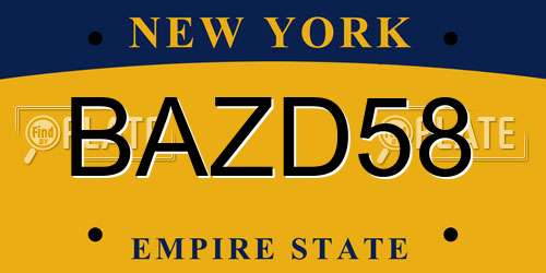 BAZD58 New York License Plate