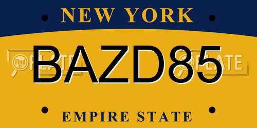 BAZD85 New York License Plate