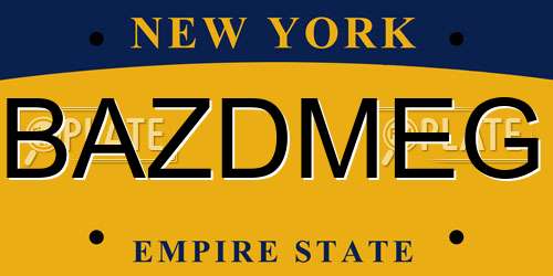 BAZDMEG New York License Plate