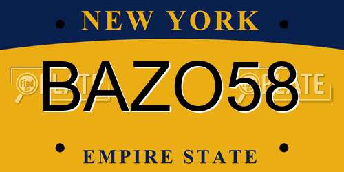BAZO58 New York License Plate