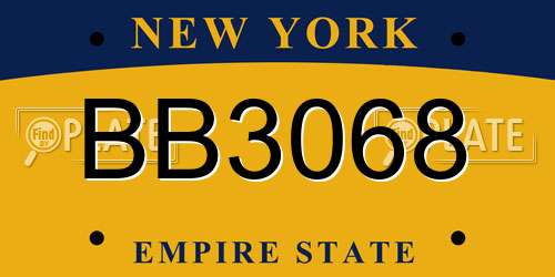 BB3068 New York License Plate