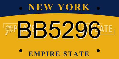 BB5296 New York License Plate