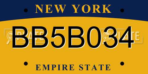 BB5B034 New York License Plate