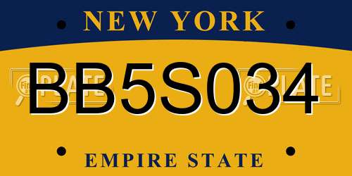 BB5S034 New York License Plate