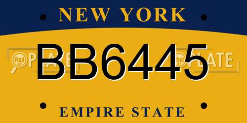 BB6445 New York License Plate