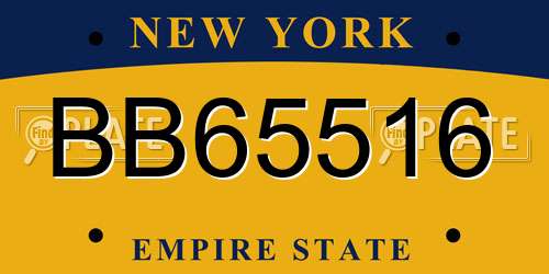 BB65516 New York License Plate