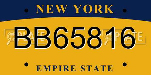 BB65816 New York License Plate