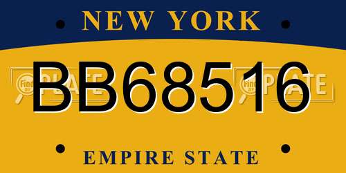 BB68516 New York License Plate