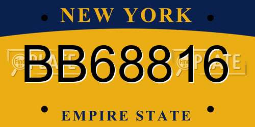 BB68816 New York License Plate