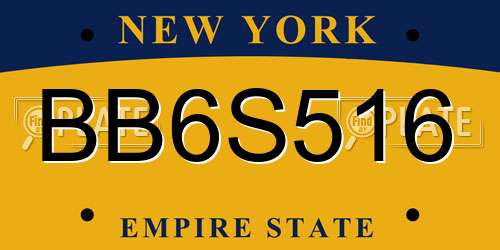 BB6S516 New York License Plate