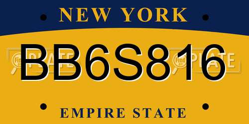 BB6S816 New York License Plate