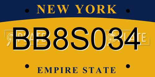 BB8S034 New York License Plate