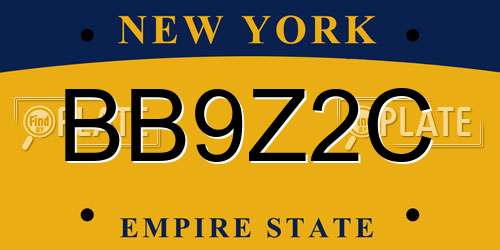 BB9Z2C New York License Plate