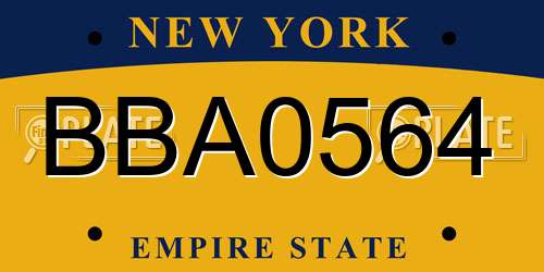 BBA0564 New York License Plate
