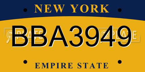 BBA3949 New York License Plate