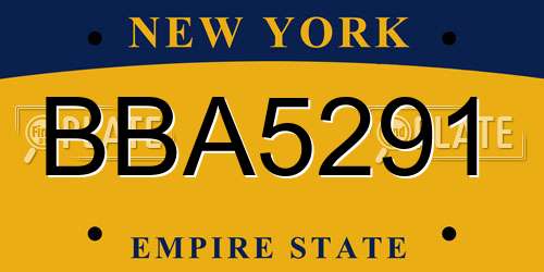 BBA5291 New York License Plate