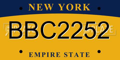 BBC2252 New York License Plate