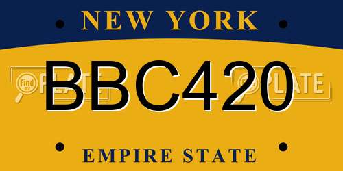 BBC420 New York License Plate