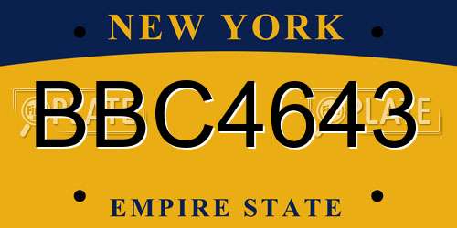 BBC4643 New York License Plate