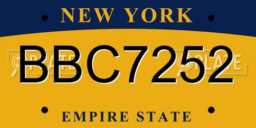 BBC7252 New York License Plate
