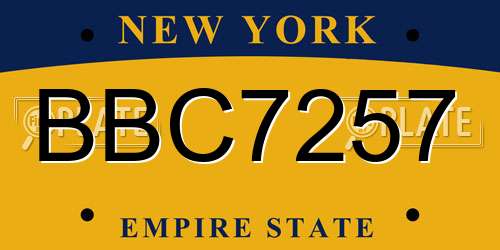 BBC7257 New York License Plate
