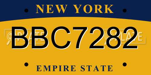 BBC7282 New York License Plate