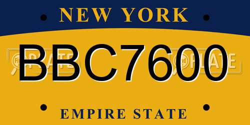 BBC7600 New York License Plate