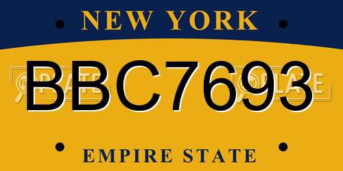BBC7693 New York License Plate