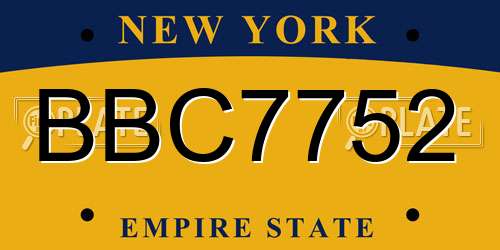 BBC7752 New York License Plate