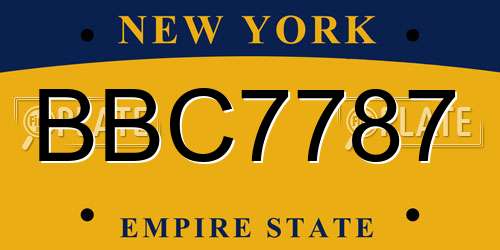 BBC7787 New York License Plate