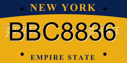 BBC8836 New York License Plate