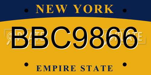 BBC9866 New York License Plate
