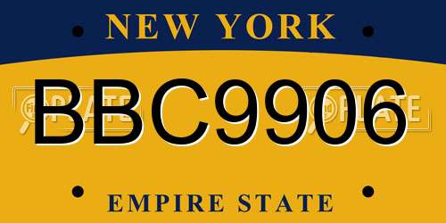BBC9906 New York License Plate