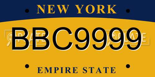 BBC9999 New York License Plate