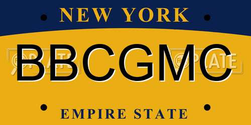 BBCGMC New York License Plate