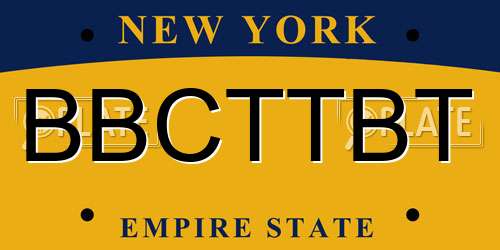 BBCTTBT New York License Plate
