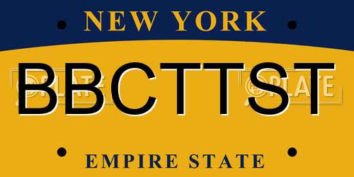 BBCTTST New York License Plate