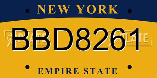 BBD8261 New York License Plate