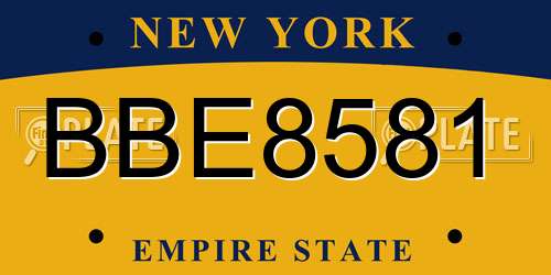BBE8581 New York License Plate