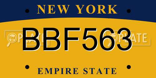 BBF563 New York License Plate