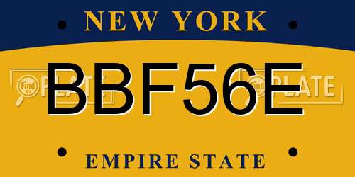 BBF56E New York License Plate