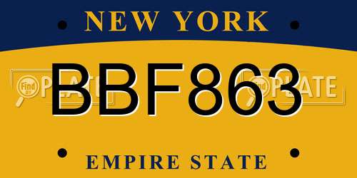 BBF863 New York License Plate