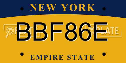 BBF86E New York License Plate