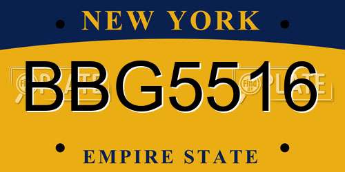 BBG5516 New York License Plate